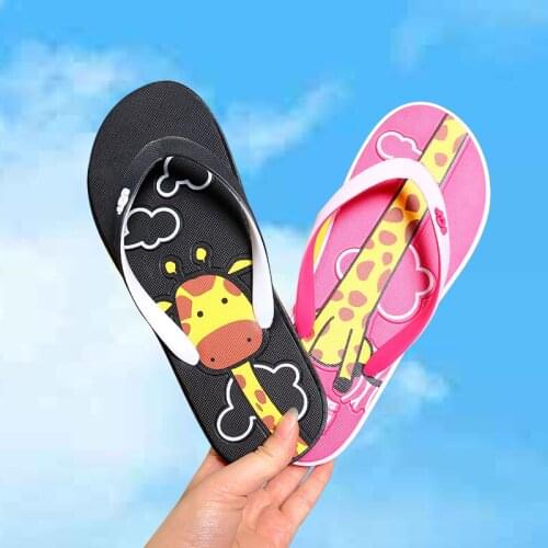 Slippers Female Summer Slippers Cartoon Cute Giraffe Flip-flops Split Toe Fashion 2021 New Korean Style Mens House Slippers