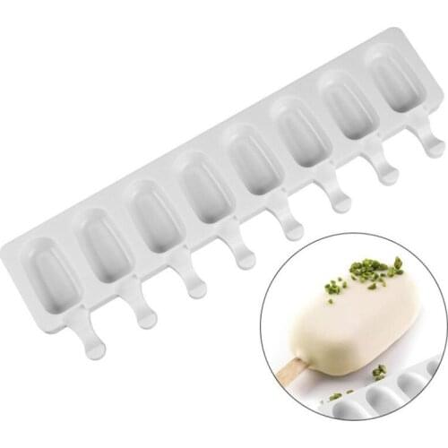 8 Grid Ice Cream Mold Makers Silicone Thick material DIY Molds Ice Cube Moulds Dessert Molds Tray With Popsicle