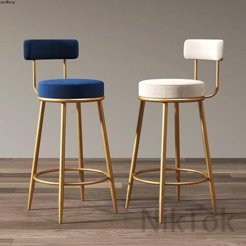 Nordic Bar Stools Restaurant Cafe Bar Chair Home Furniture Backrest Luxury High Stool Desk Leisure Modern Minimalist Bar Stool L