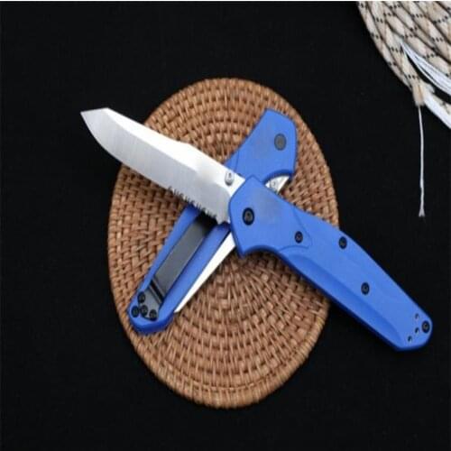 Butterfly 940 Folding Knife Half Tooth With Blue Handle - Full Blade S30V Sharp Blade G10 Handle Military Survival Knife Pocket
