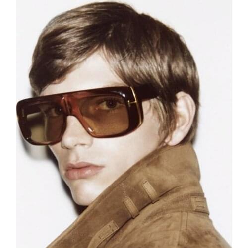 Unisex Retro Oversized Square Sunglasses Women Brand Designer One Piece Big Sun Glasses For Female Male Black Mask Brown Shades