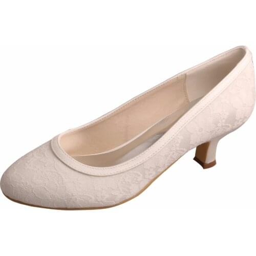 Women Nude Wedding Shoes for Bride Closed Toe Low Heel Prom Pumps