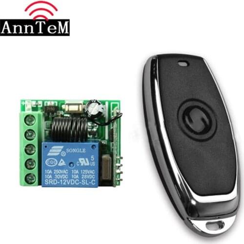 433Mhz Universal Wireless Remote Control Switch DC12V10A 1 CH Relay Receiver Module and RF Remote 433Mhz Transmitter Kits