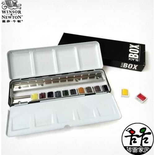 WINSOR NEWTON limited edition classic black box artist level solid watercolor paints 12 color