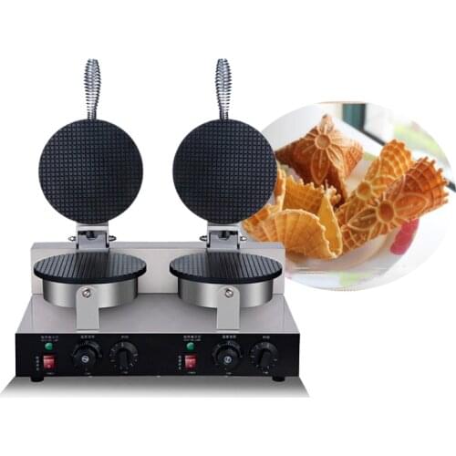 YU-2 double head Ice cream Cone Baker machine waffle makers waffle cone egg roll making machine 220v 50-300 degree C