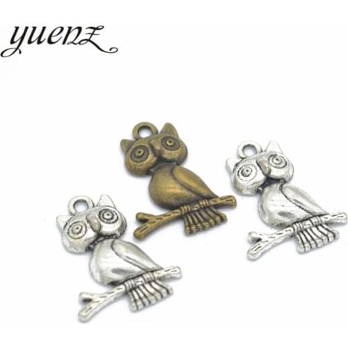 YuenZ 10pcs 2 Colors Antique silver color owl Charms Pendant for DIY Jewelry Making Necklace Earrings Bracelet Accessories D124