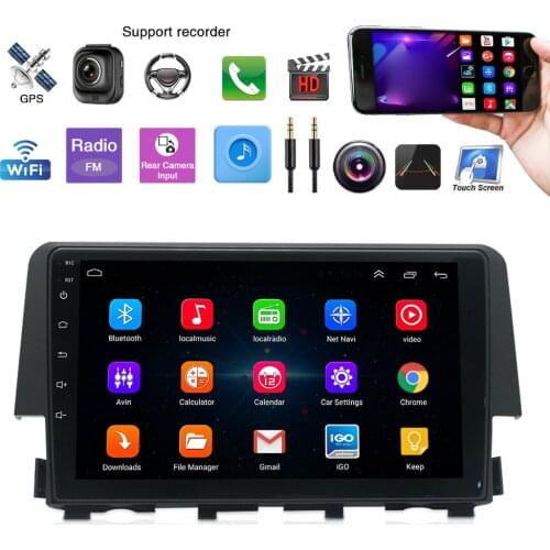 Recording Mirror Dual Spindle Vehicle Navigation Car For Honda Civic 2016-2020 Android 10.1 Car Stereo Radio Player GPS 9"