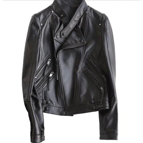 Real Leather Coat Ladies Genuine Leather Shirt Pop Autumn New Leather Jacket Women Superior Quality Short Sheep Skin Coat A043