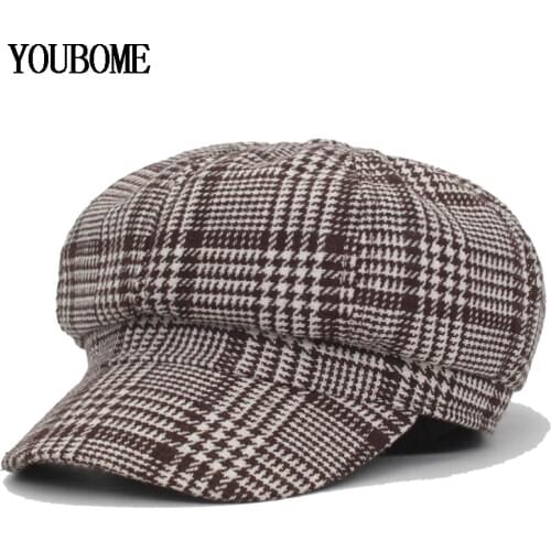 YOUBOME Fashion Women Octagonal Hats For Women Beret Gorras Planas Snapback Caps Female Casquette Sun Hat Octagonal Newsboy Cap