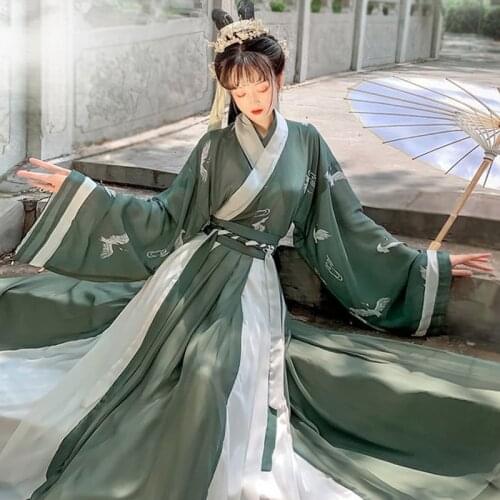 Summer Three-piece Female Waistline Hanfy Dress Skirt Jin-Made Cross-Collar Hanfu Suit Hanfu Classical Dance Costume SL5233