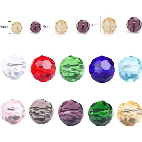 1Box 4mm 6mm 8mm Briolette Beads Crystal Round Beads Faceted Austria Bead for Jewelry Making DIY Accessories