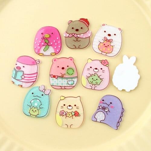 10pcs/lot Cute Cartoon Animal Glitter Acrylic Flatback Planar Resins DIY Sewing For Car Bag Gift Bows Decor Accessory,10Yc18715