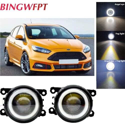 2Pcs/lot For Ford Focus MK2 MK3 2004-2015 Car LED Daytime Running Light Fog Light with Angel Eye