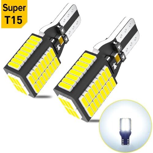 2Pcs T15 W16W T16 921 912 LED Bulbs Canbus Error Free 1200Lm Car Backup Reverse Lamp Tail Lights LED Car Lights 6500K White 12V