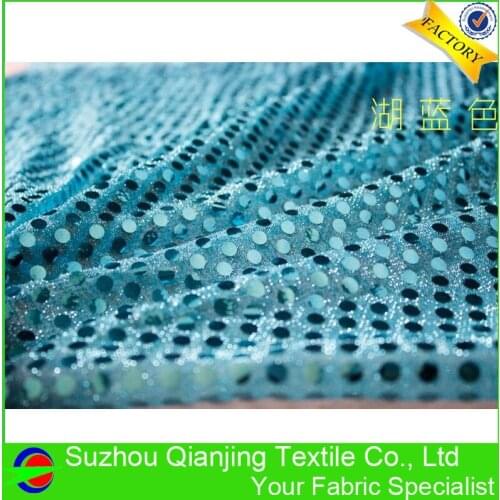 2017 Rushed New Style Fashion Design Sparkly Embroidered 6mm Blue Sequin Fabric