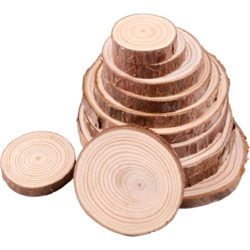 3-14cm Pine Wood Slices Natural Round Wood Chips Cup Pad For Discs DIY Crafts Wedding Party Painting Handmade Home Decoration