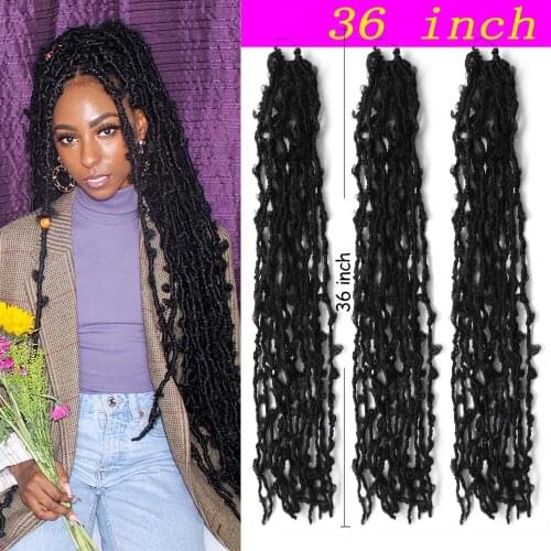 Long 36inch Butterfly Locs Crochet Hair Distressed Faux Locs Curly Crochet Braids Hair Messy Soft Locs Black Braiding Hair