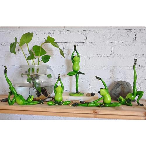 3D Creative Decorations Frog Figurines Hand Crafted Resin Frogs Yoga Statues Sculptures for Home Garden Plant Bonsai Decor