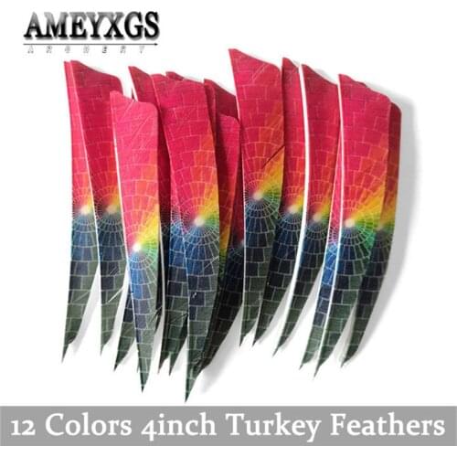 50pcs 4inch Arrow Feathers Colorful Natural Turkey Feather Right Wing Fletches Vanes For Hunting Shooting Arcehry Accessories