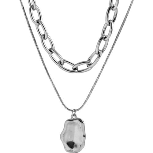 316L stainless steel Hot girl style tide hip-hop street niche high street summer cold wind design sense double collarbone chain