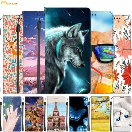 Wallet Flip Case For Huawei P10 Lite Cover On sFor Huawei P10lite WAS-LX2 Phone Case Magnetic Leather Bags Wolf Cute Cat Pattern