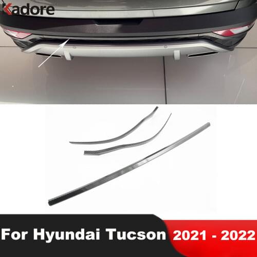 Rear Bumper Cover Trim For Hyundai Tucson 2021 2022 2023 Carbon Fiber Tail Boot Decoration Strip Car Styling Accessories 3pcs