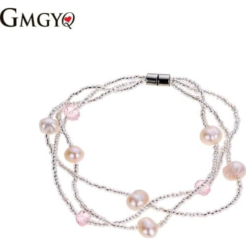 GMGYQ Nieuwe Collectie Eenvoudige Brand Design Noble Imitatie Parel Elastische Armband Verklaring Accessoires Sieraden Vrouwen