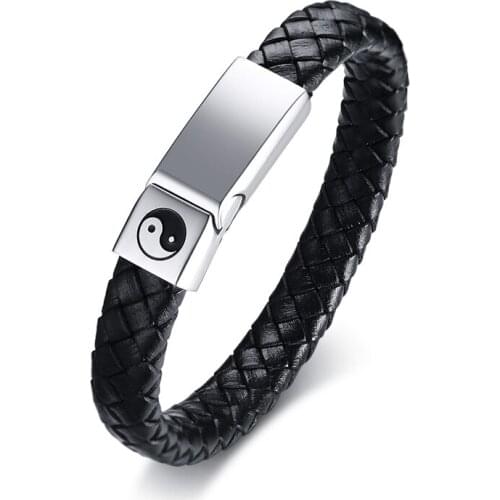 2021 Stainless Steel Gossip Figure Magnet Buckle Leather Bracelet European And American Fashion Jewelry For Mens Bracelet