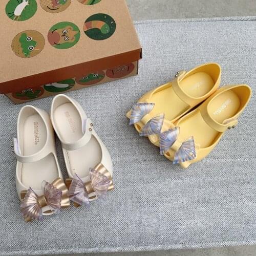 Mini Melissa Ultragirl Sweet Bow Girl Jelly Shoes Sandals 2021 Childrens Summer Sandals Kids Non-slip Melissa Beach Shoe HMI059