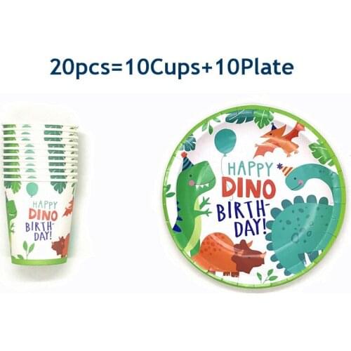 20-40pcs Dinosaur Theme Party Tableware Set Disposable Paper Plate Cup Tablecloth Happy 1ST Birthday Party Supplies For Boys