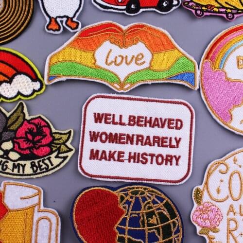 Love Embroidered Patches For Clothing Gay Stripe Letter Embroidery Patches For Clothes Cartoon Animals Patch For T-shirt Badges