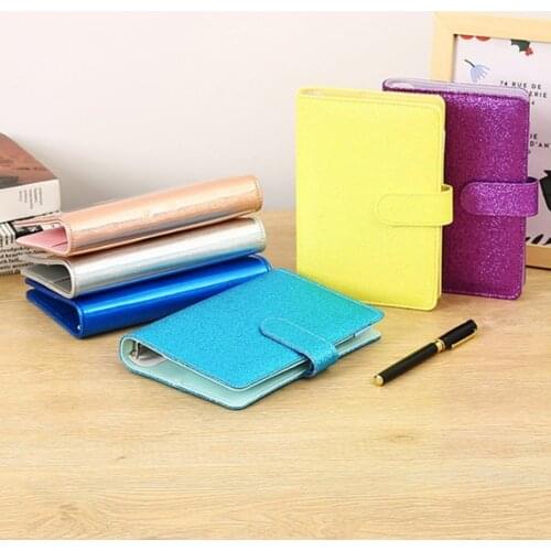 2021 New A6 Pu Laser Macaron Hardback Notebook Loose Leaf Clip-on Notebook For Cash Budget Notes Diary Journal Supplies