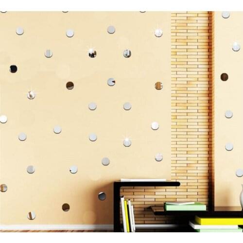 New arrival Acrylic mirror wall stickers Circle DIY Art wall decor Fashion Silver gold color circular Home 3D decoration