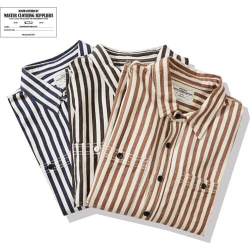 Okonkwo Vertical Stripe Shirt American Mens Tooling Long Sleeve Cardigan Outdoor Sport Combat Training Hiking AMEKAJI Cargo