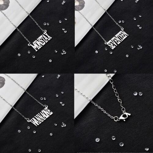 KPOP Wannaone Celebrity Inspired Seventeen Necklace Monsta X Necklace Men Korean Style Titanium Steel Necklace pendant necklace