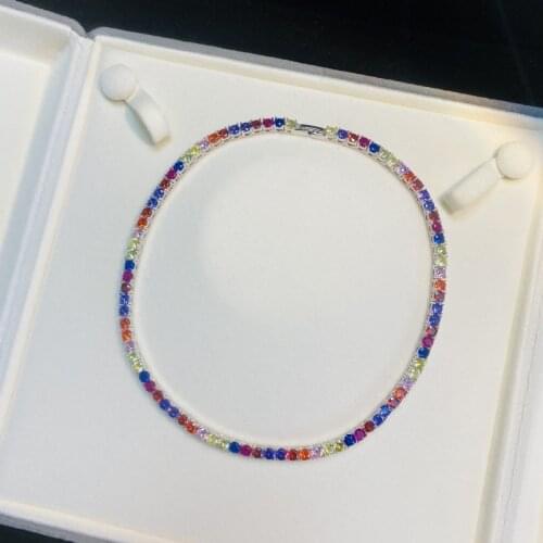 Luxury 100% 925 Sterling Silver Classic Chain Necklaces For Women Full High Carbon Diamond Necklace Bridal Fine Jewelry