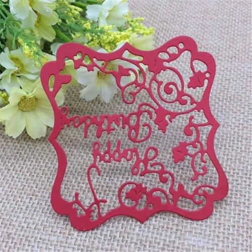 Happy Birthday Flower Frame Metal Cutting Dies Stencil Scrapbooking Photo Album Card Paper Embossing Craft DIY