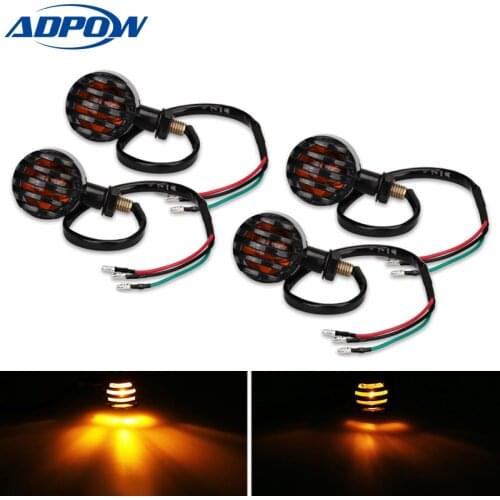 4 X Motorcycle Turn Signal Indicator Light For Harley Davidson Cafe Racer Grill Bullet Steel Motorbike Led For Cruiser