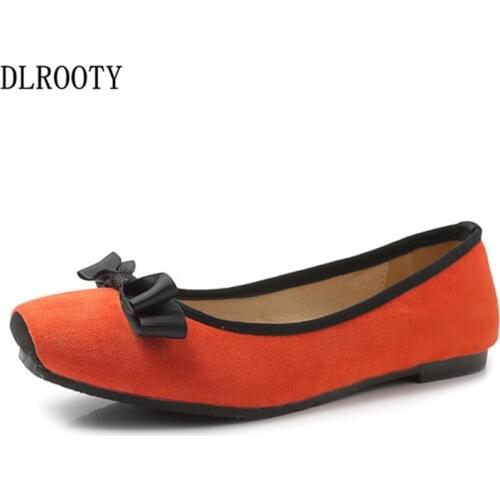 Women Flats Candy Color Shoes Woman Loafers Summer Fashion Butterfly-knot Square Toe Sweet Flat Casual Solid Plus Size 34-43