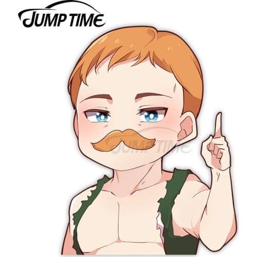 Jump Time 13 x 8.8cm Cute Boy Car Decor Escanor Anime Avatar Car Accessories Camper Computer Bumper Waterproof Car Stickers