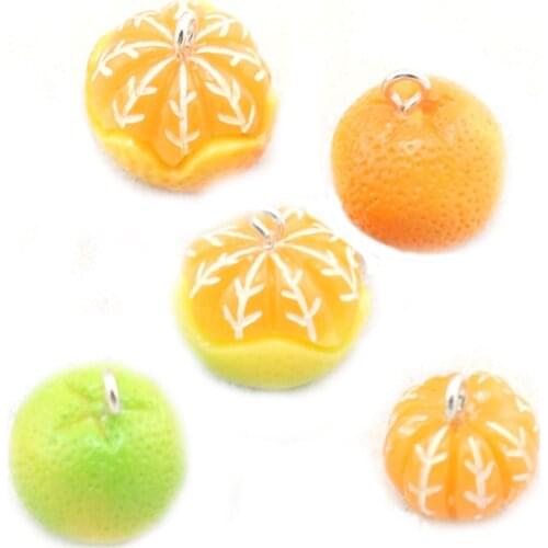 Yamily 10pcs/ Cute Resin Simulation Creative Fruits Oranges Pendant Earring Charms Keychain Necklace Diy Jewlery Decorations
