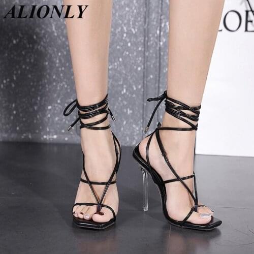 ALIONLY Sexy Elegant Ankle Strappy Party Shoes for Women 2021 Summer GoldenHigh Heels Wedding Shoes Open Toe Shoes Zapatos