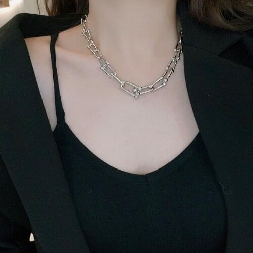 Hand Assembled Geometric Metal Choker Necklace for Women Gold Silver Color Short Necklaces Female Clavicle Chain Simple New