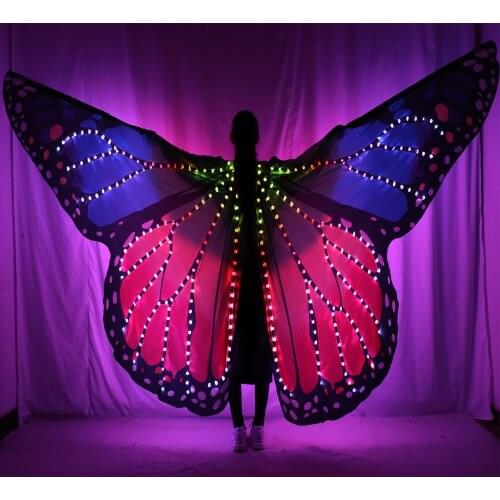 New Women Belly Dance Wing Butterfly Halloween Full Color Pixel Smart LED Wings Girls Dance Cloak Accessories Props Stage