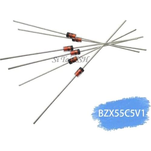 100PCS 0.5W 5.1V BZX55C5V1 1/2W DO-35 Zener Diodes