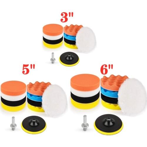 3/5/6 Inch 11 Pcs Car Polishing Kit Buffing Pad Auto Body Wheels Polishing Sponge Pads Car Cleaning Care Tools Auto Accessories