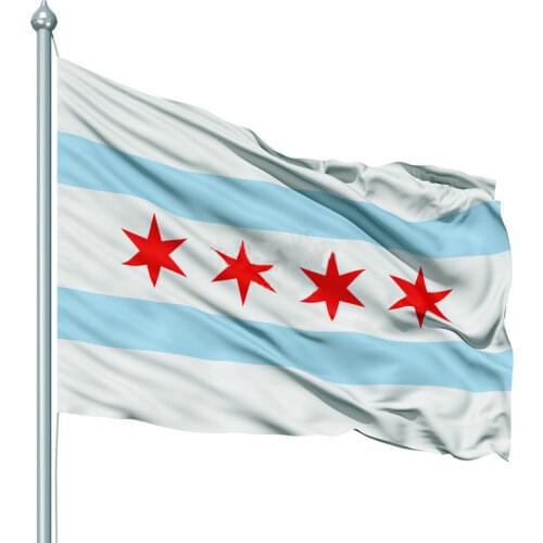 3x5' Feet Chicago City Flag 100% Polyester Solid Material Decorations for Important Event Celebration or Parades