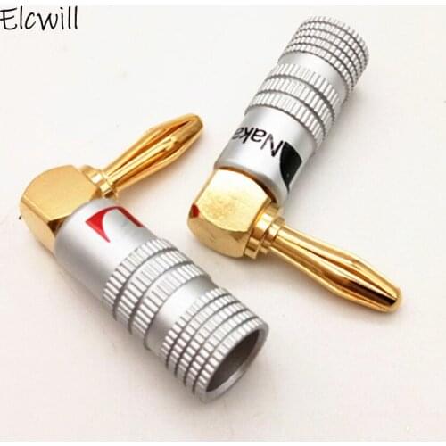 4mm Banana Head Jack Connector 90 Degree Audio Speaker Amp Gold-plated Copper Sound Horn Wire Plug Adapter