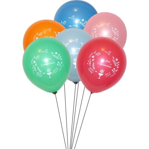 50pcs Colorful English First Holy Communion Balloons, Girls first communion party decoration, 10 inch Latex Helium Balloons