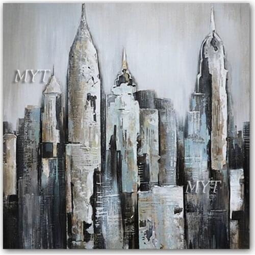 Abstract City Building Picture Canvas Wall Art Oil Painting Handmade Unframed Artwork Paintings For Wall Decoration Pieces